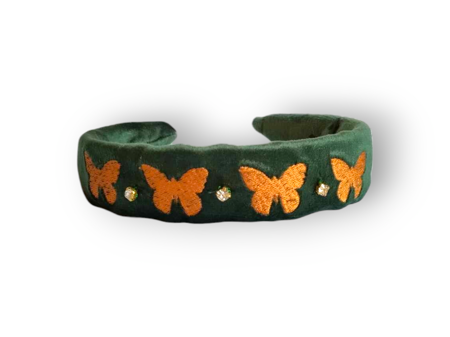 Butterflies Green Velvet Headband