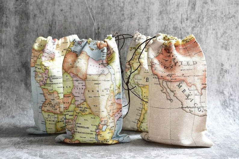 Map Destination Theme Favor Bags