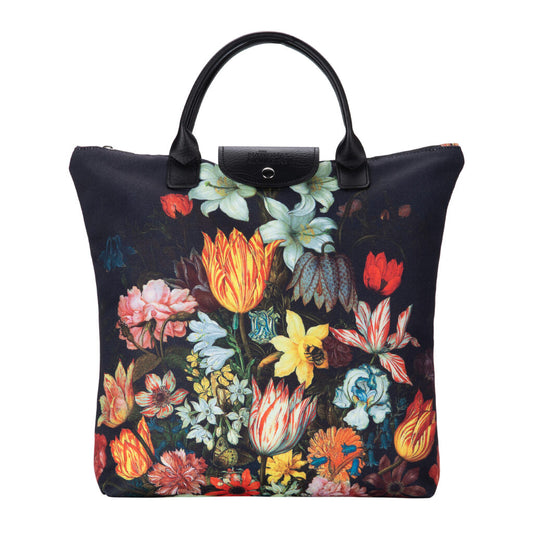 Black Floral Folding Shopping Bag – Bosschaert "A Still Life in a Van-Li Vase"